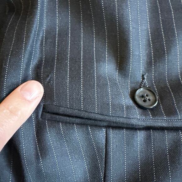 Men’s Hickey Freeman Worsted Wool Suit Set Size 44S 38x30 Navy Pinstripe 2 pc - Picture 7 of 11